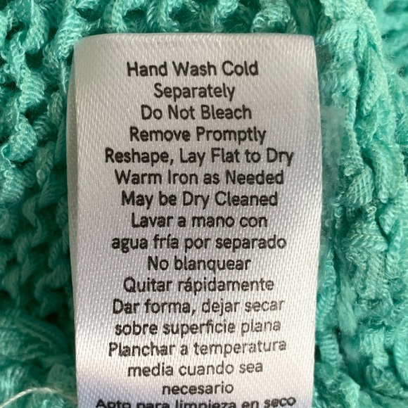 VENUS TURQUOISE KNIT SWEATER WITH CROCHETED FRINGE. WOMEN’S SIZE MEDIUM - Picture 9 of 9